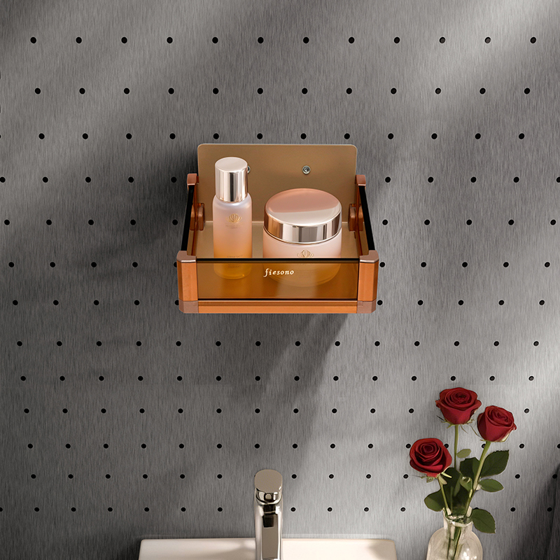 80437灰色洞洞飞特板-方形小置物盒-玫瑰金玻璃 80437灰色洞洞飞特板-方形小置物盒-玫瑰金玻璃