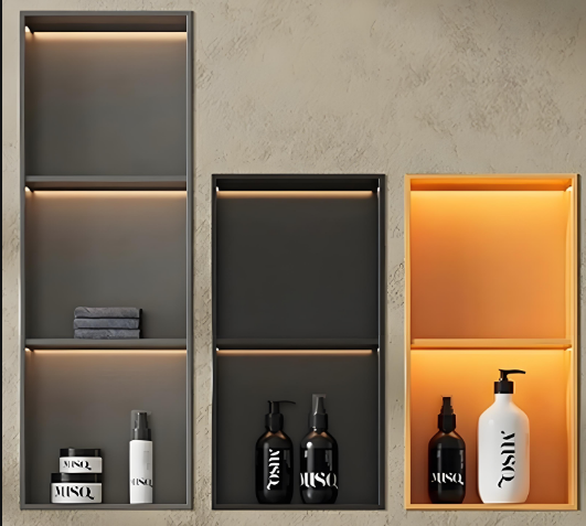 LED Lighted 2-Tier Recessed Shower Niche- Illuminated Wall Shelf for Modern Bathroom Storage