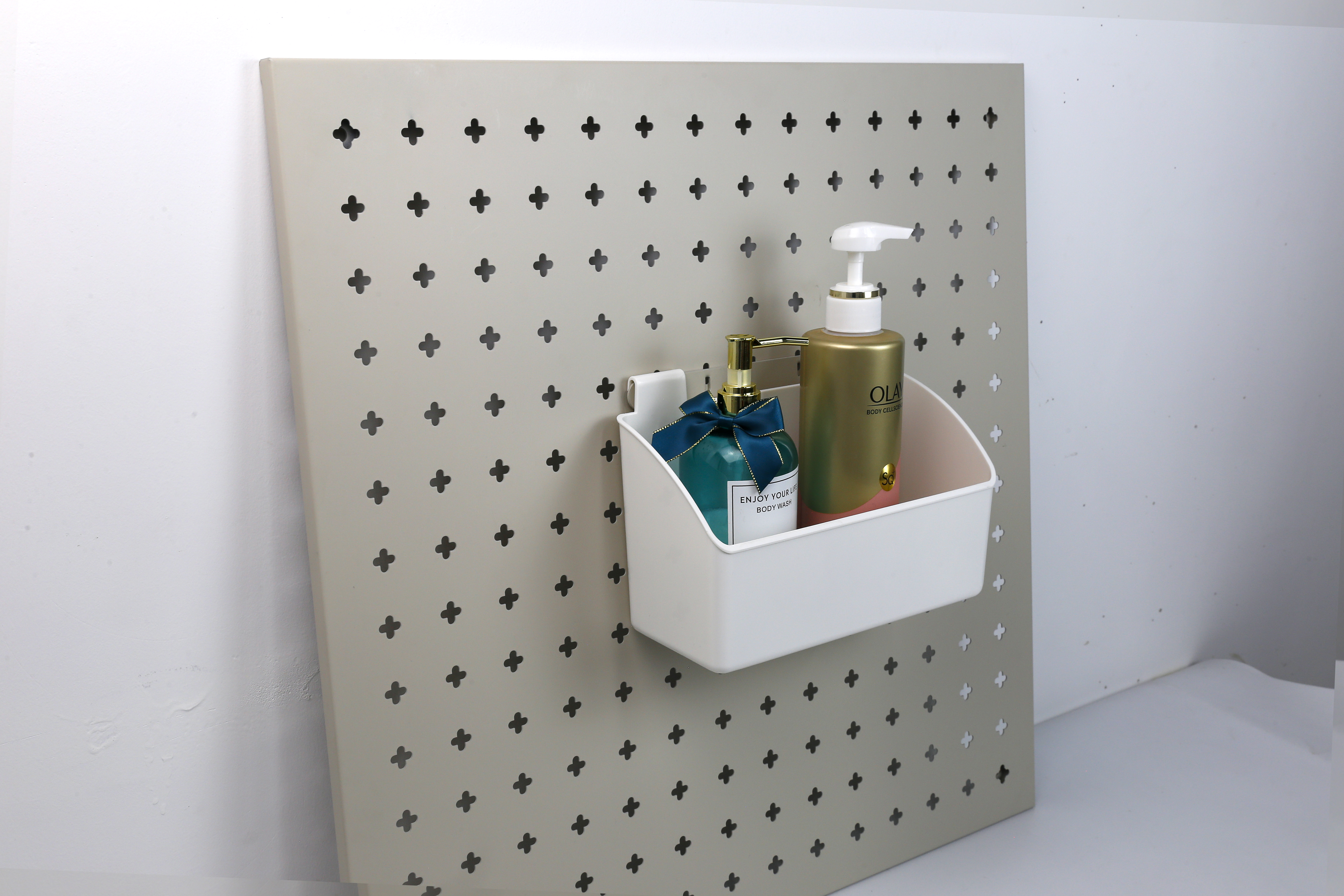 Small Pegboard Storage Box – Powder-Coated Iron