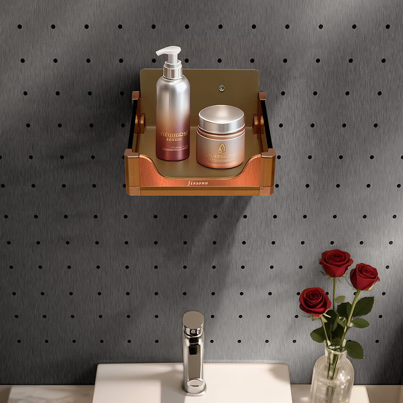 FIESONO U-Shaped Pegboard Storage Box (Metal + Glass)