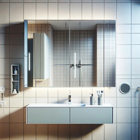 Illuminated Bathroom Cabinet Designed for Softer Contemporary European Living Spaces