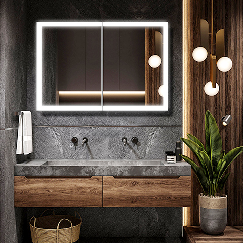 Wholesale Aluminum Frame Bathroom Mirror Cabinet Medicine Cabinet Mirror with Lights