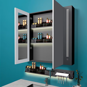 Home Family Bathroom Cabinet Multi-Purpose Wall Large Storage Hanging Rack with Light 