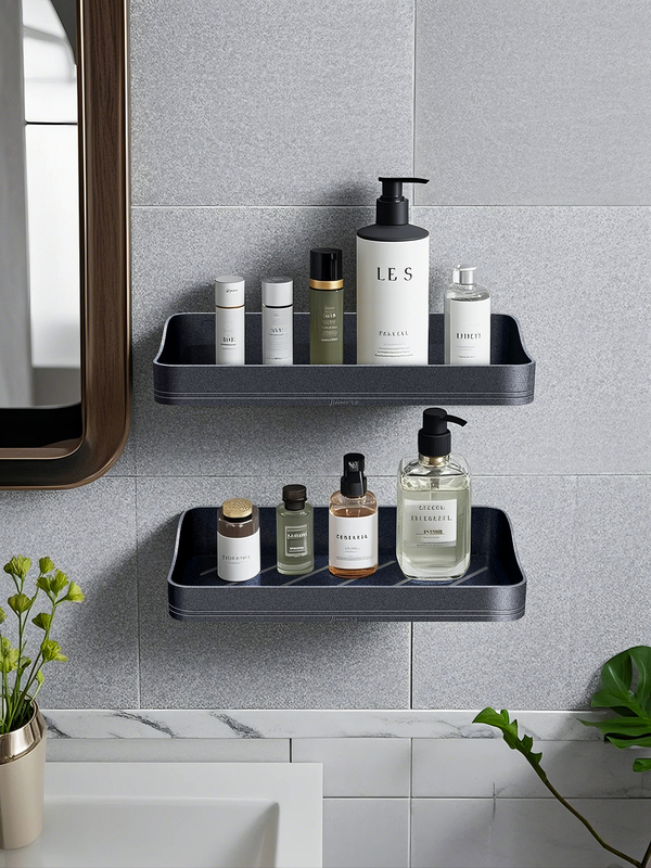 Square Bathroom Storage Shelf – Single & Double Layer Options
