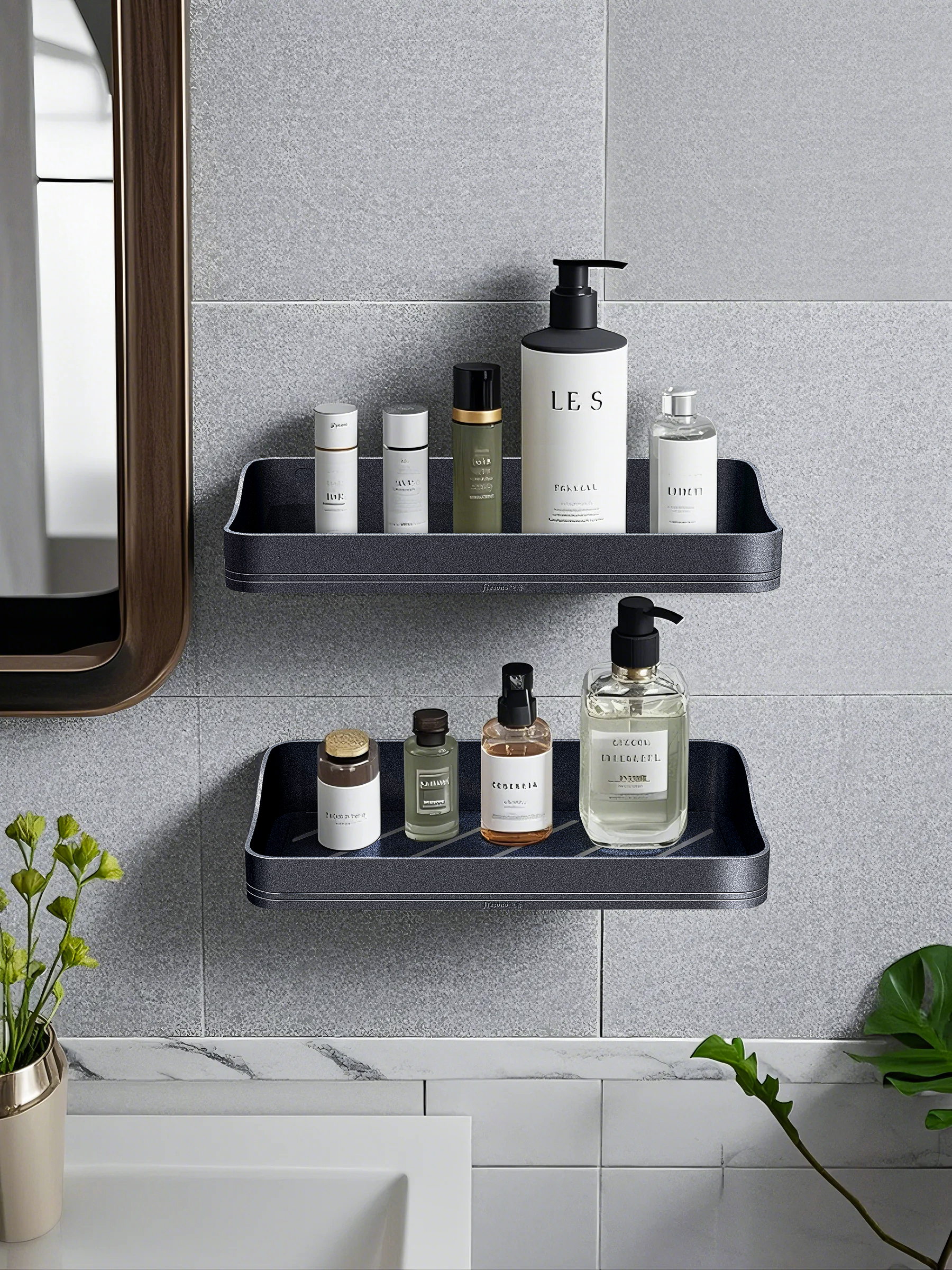 Square Bathroom Storage Shelf – Single & Double Layer Options