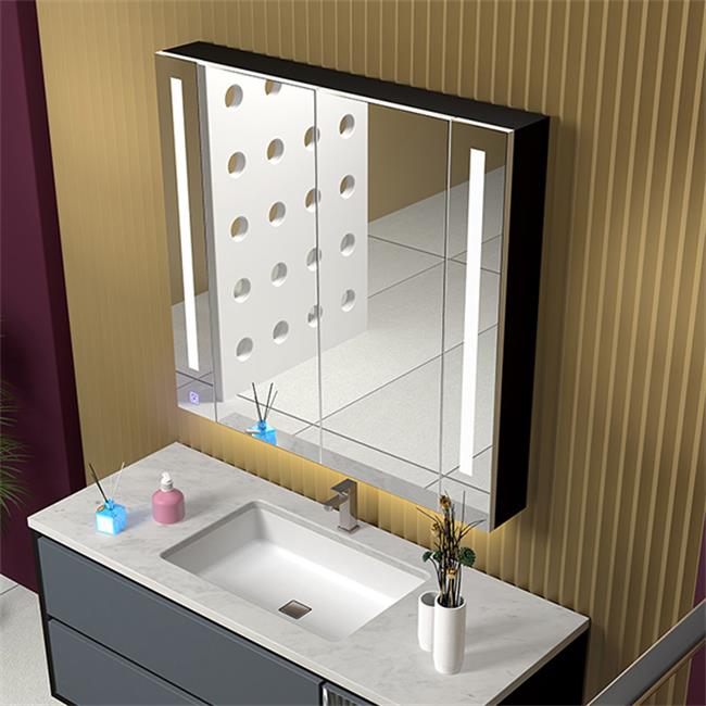 Modern European Gold Design Wall Mount Bathroom Vanity Cabinet Basin Mirror Set Waterproof Bathroom Wash Basin Cabinet