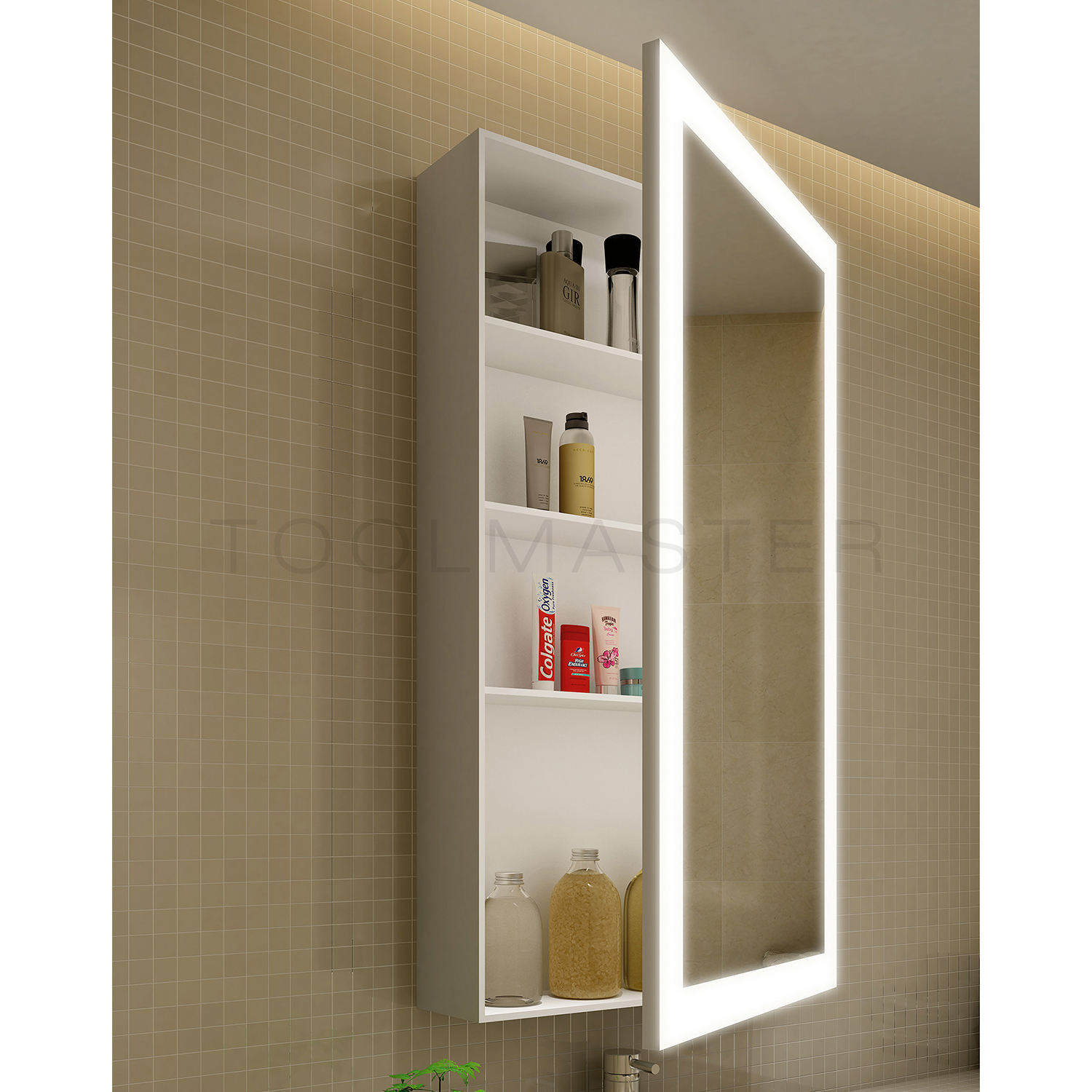 Custom Surface Wall Mounted Medicine Cabinet Smart LED Bathroom Aluminum Mirror Cabinet