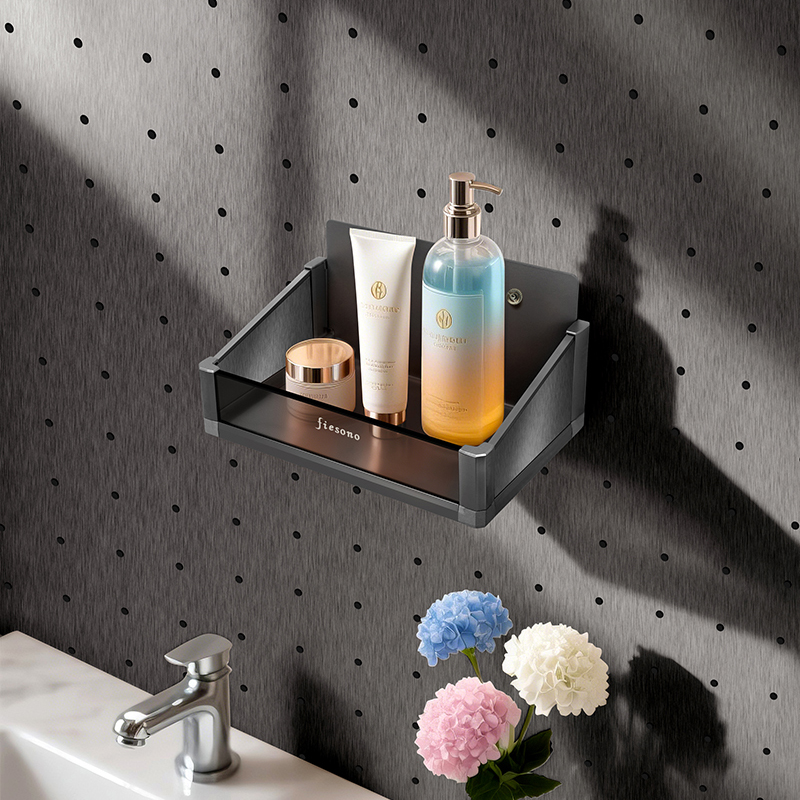 FIESONO Trapezoid Pegboard Storage Box (Metal + Glass)