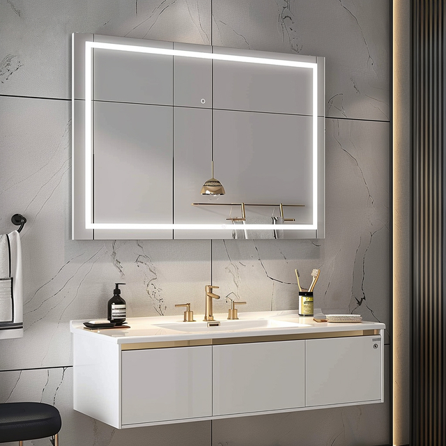 Fiesono Modern Innovative Smart Bathroom Make up Mirror with Touch Controls and Lighting