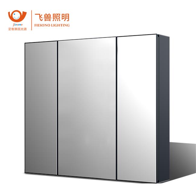 Fiesono Hotel Modern High Quality Stylish Custom Bathroom Aluminum Mirror LED Cabinet 