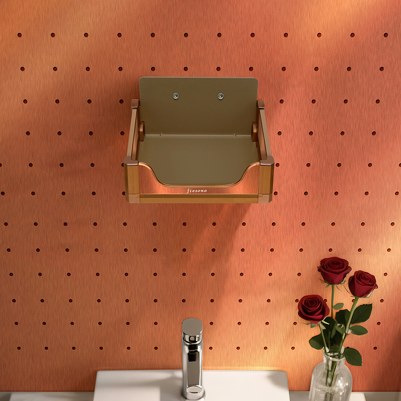 FIESONO U-Shaped Pegboard Storage Box (Metal + Glass)