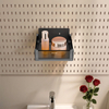 FIESONO Small Square Pegboard Storage Box (Metal + Glass)