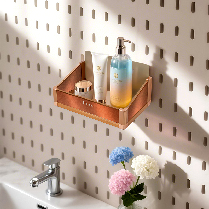 FIESONO Trapezoid Pegboard Storage Box (Metal + Glass)