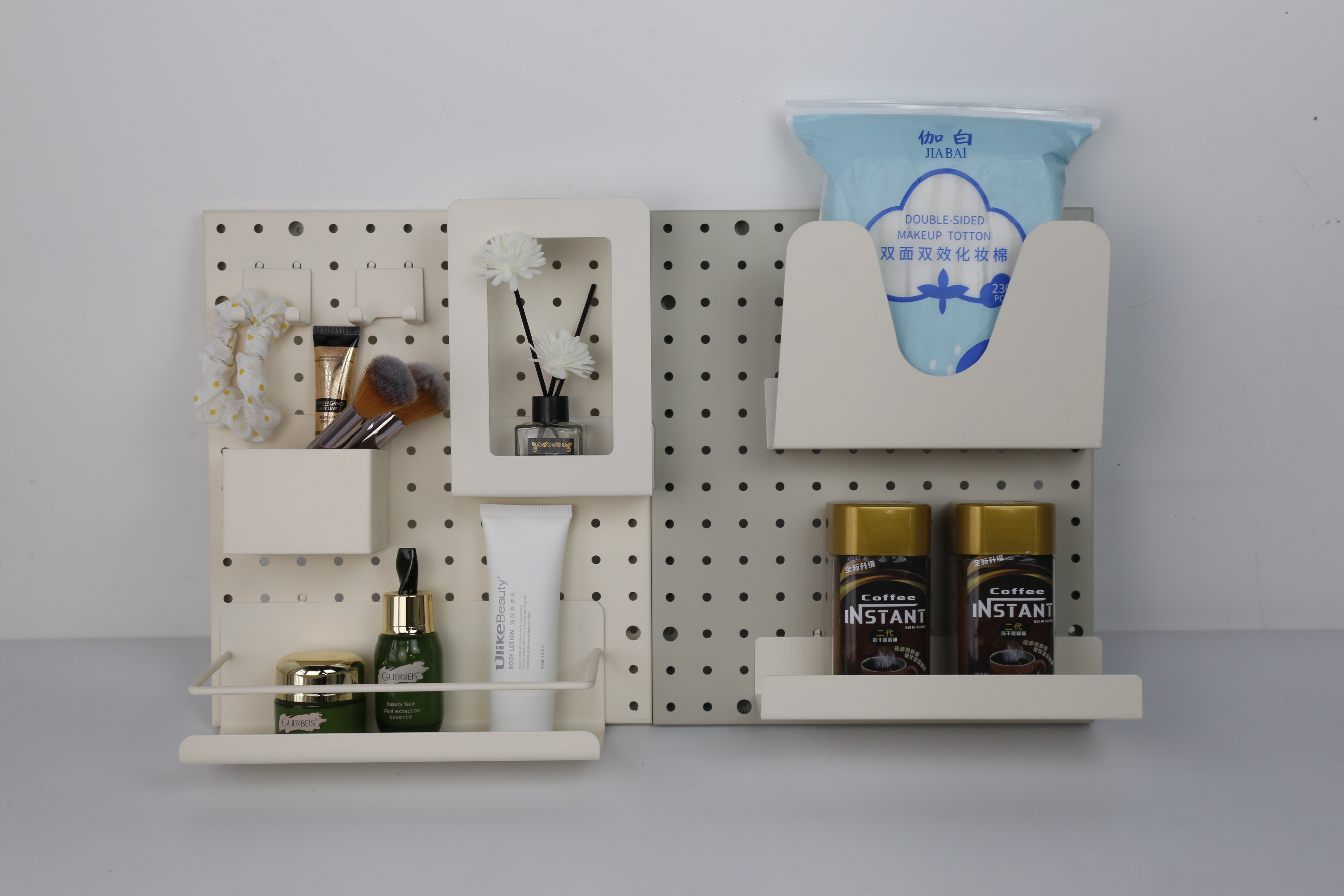 Modular Wall-Mounted Pegboard Organizer System – Customizable Storage for Home, Office, Bathroom & Workshop