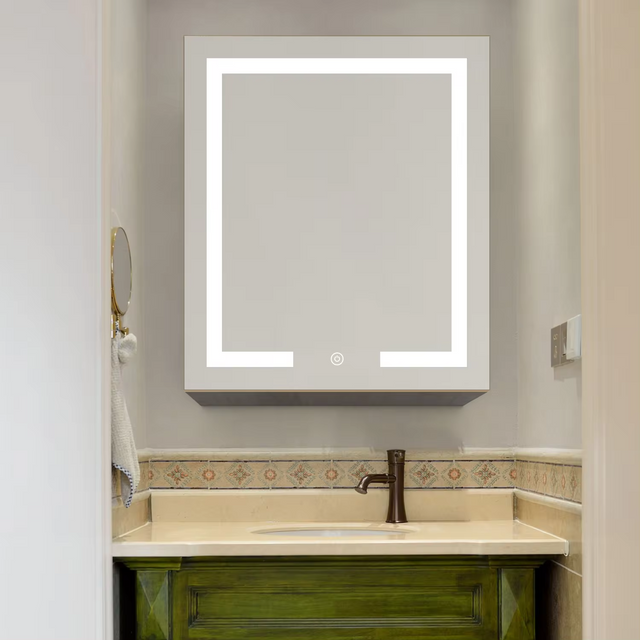 FIesono Single Door Aluminum Vanity with Anti-Fog Mirror