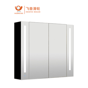 White Industrial Aluminum Bathroom Surface Mountable Double Door Mirror Lighted Medicine Cabinet with Defogger 