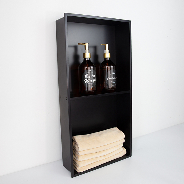Recessed Wall Niche Shelf – Two-Tier Metal Bathroom Organizer