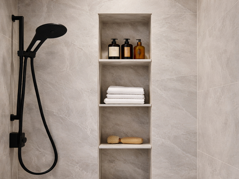 Vertical shower niche Vertical shower niche